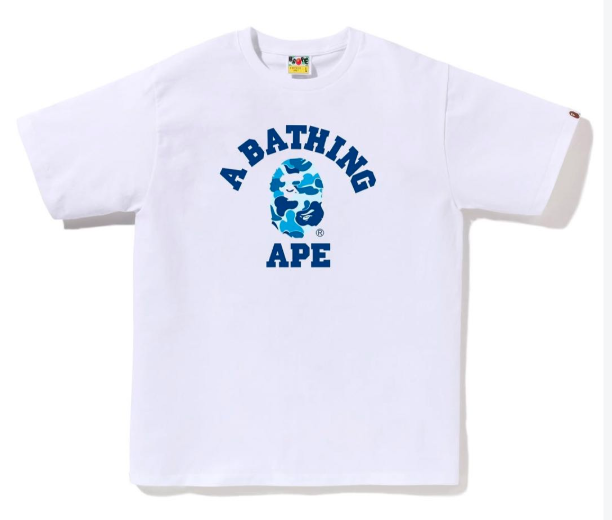 BAPE ABC CAMO COLLEGE TEE 'WHITE/BLUE'