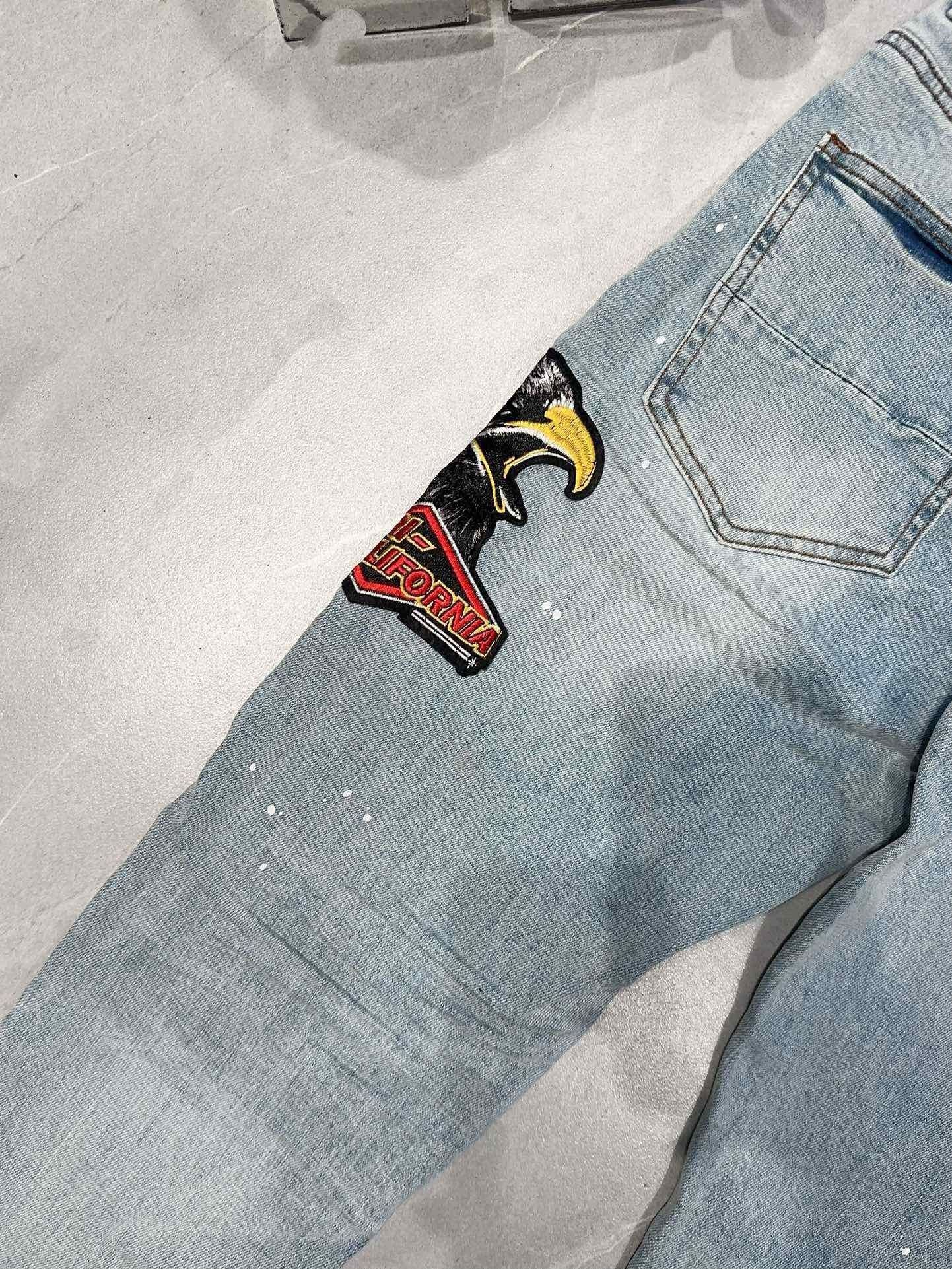 AMIRI DISTRESSED CEMENT CALIFORNIA SKINNY JEANS