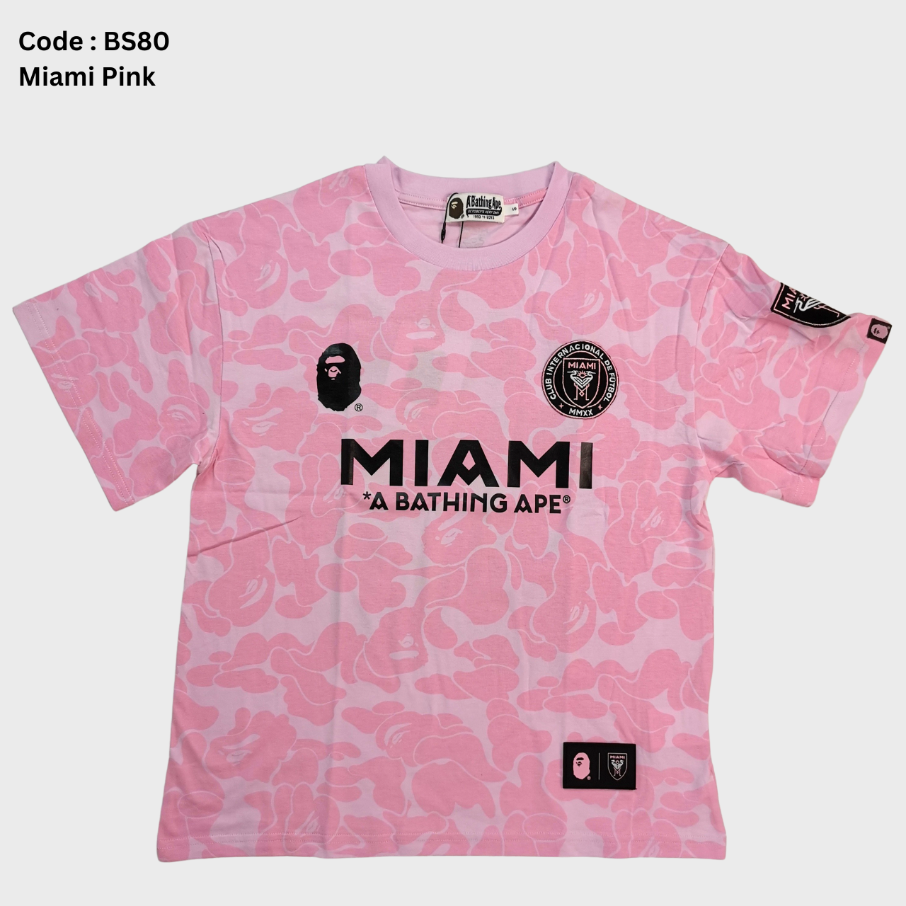 BAPE x INTER MIAMI PINK CAMO JERSEY SHIRT