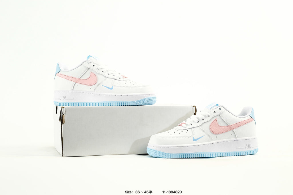 NIKE (WMNS) AIR FORCE 1 '07 'WHITE PINK FOAM GLACIER BLUE' SNEAKERS