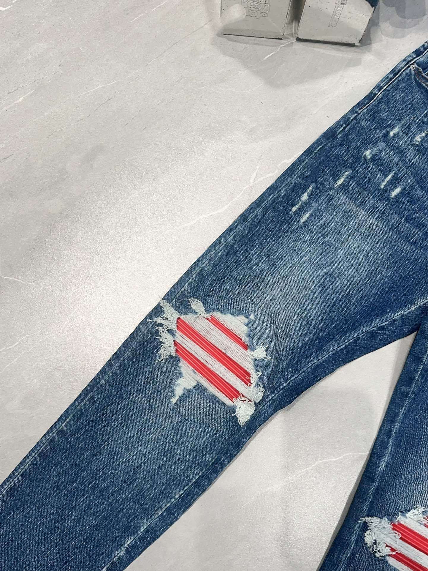 AMIRI MX1 INDIGO RED SUEDE JEANS